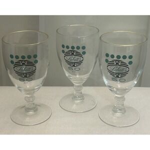Set Of 3 Retro Vintage 50-60s Barware - Etched Starburst &‎ Gold Rimmed
